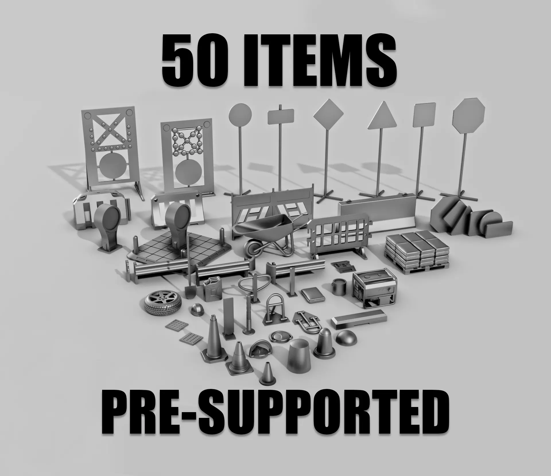 Traffic Road Work Diorama Pack 3D print model_0