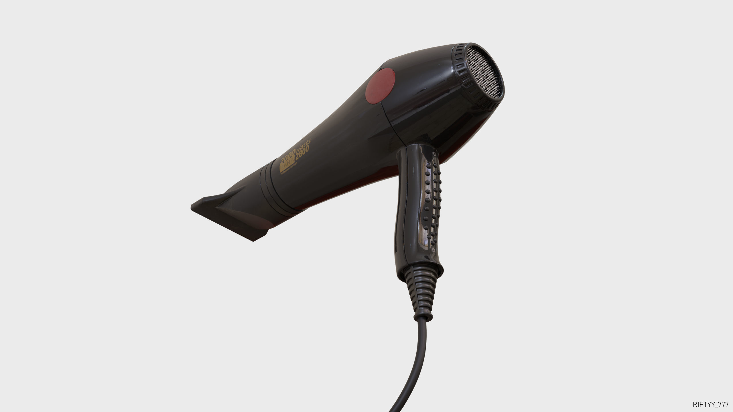 Realistic Hairdryer on wall of bathroom Low-poly 3D model_3