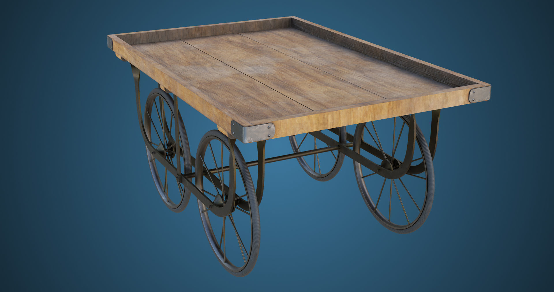 Wooden Cart05 All PBR Unity UE Textures Included Low-poly 3D model_8