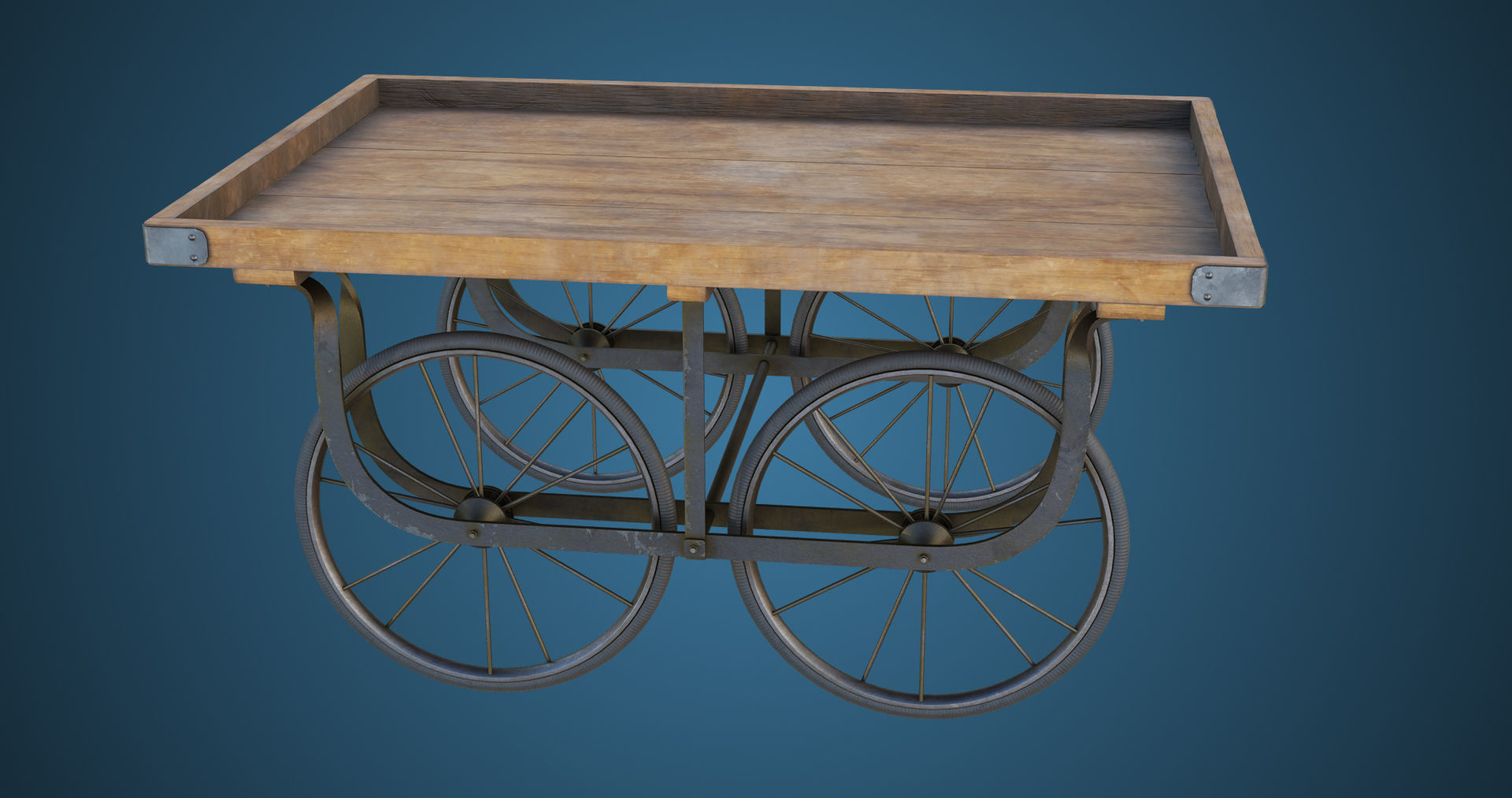Wooden Cart05 All PBR Unity UE Textures Included Low-poly 3D model_5