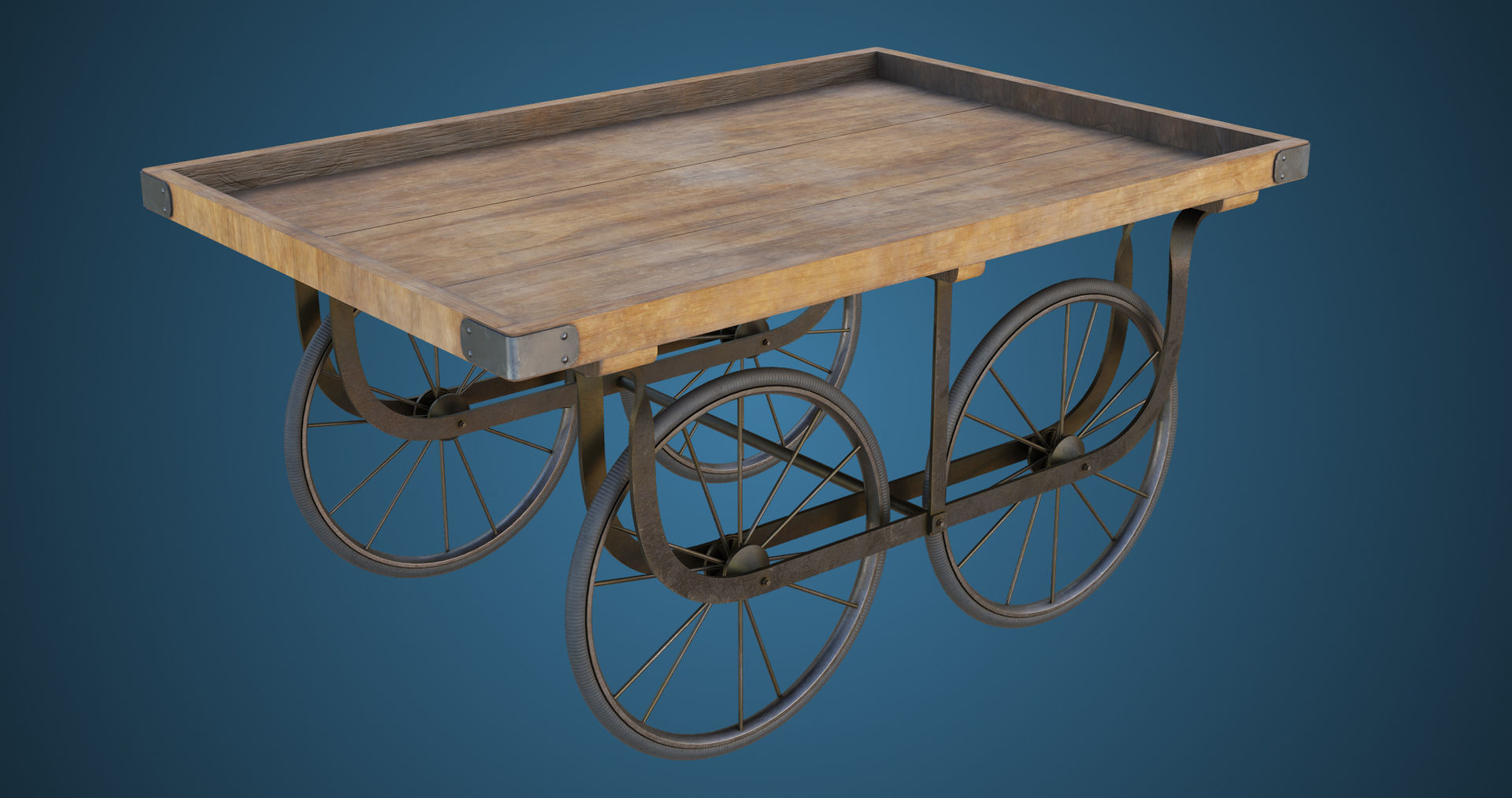 Wooden Cart05 All PBR Unity UE Textures Included Low-poly 3D model_1