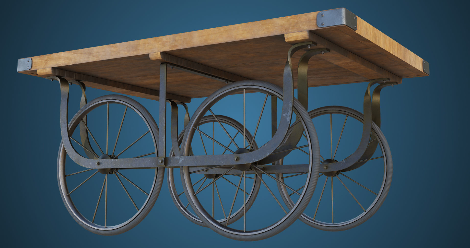 Wooden Cart05 All PBR Unity UE Textures Included Low-poly 3D model_6