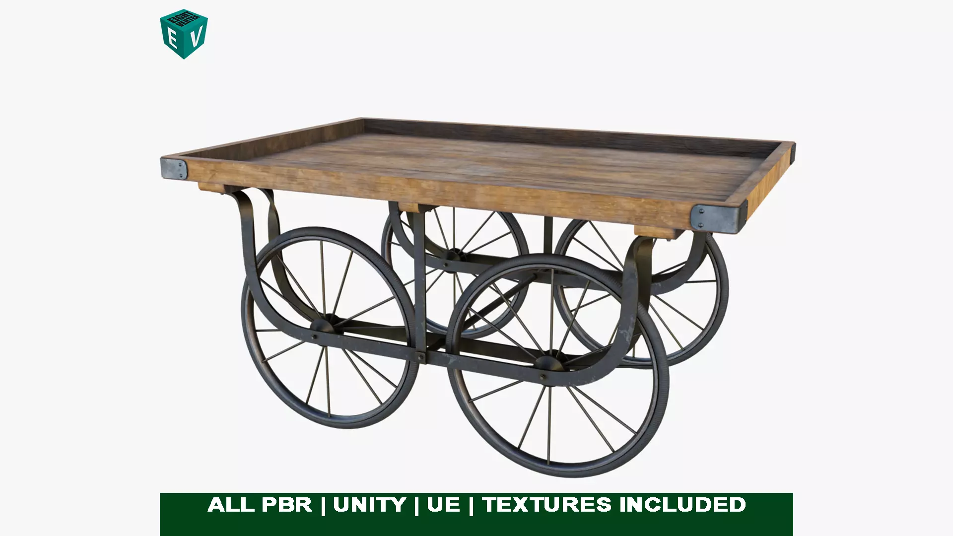 Wooden Cart05 All PBR Unity UE Textures Included Low-poly 3D model_0
