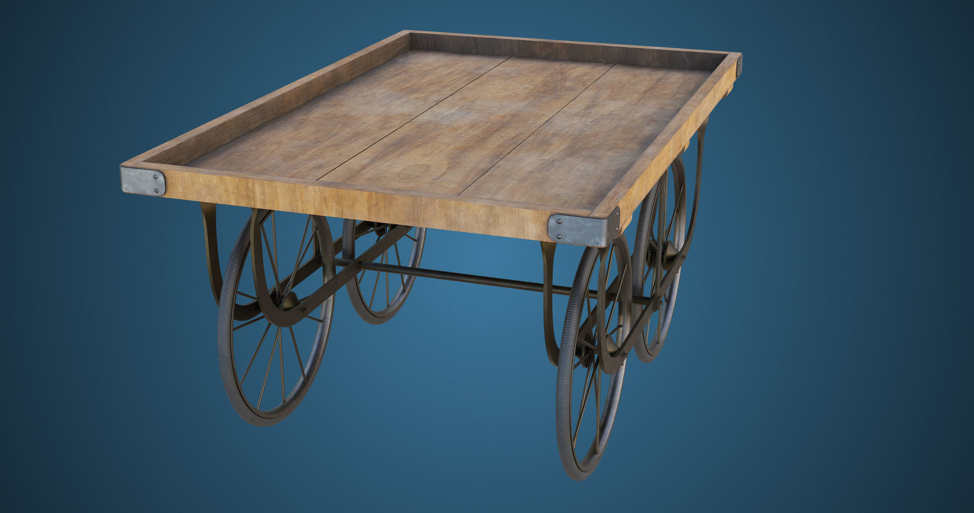 Wooden Cart05 All PBR Unity UE Textures Included Low-poly 3D model_7