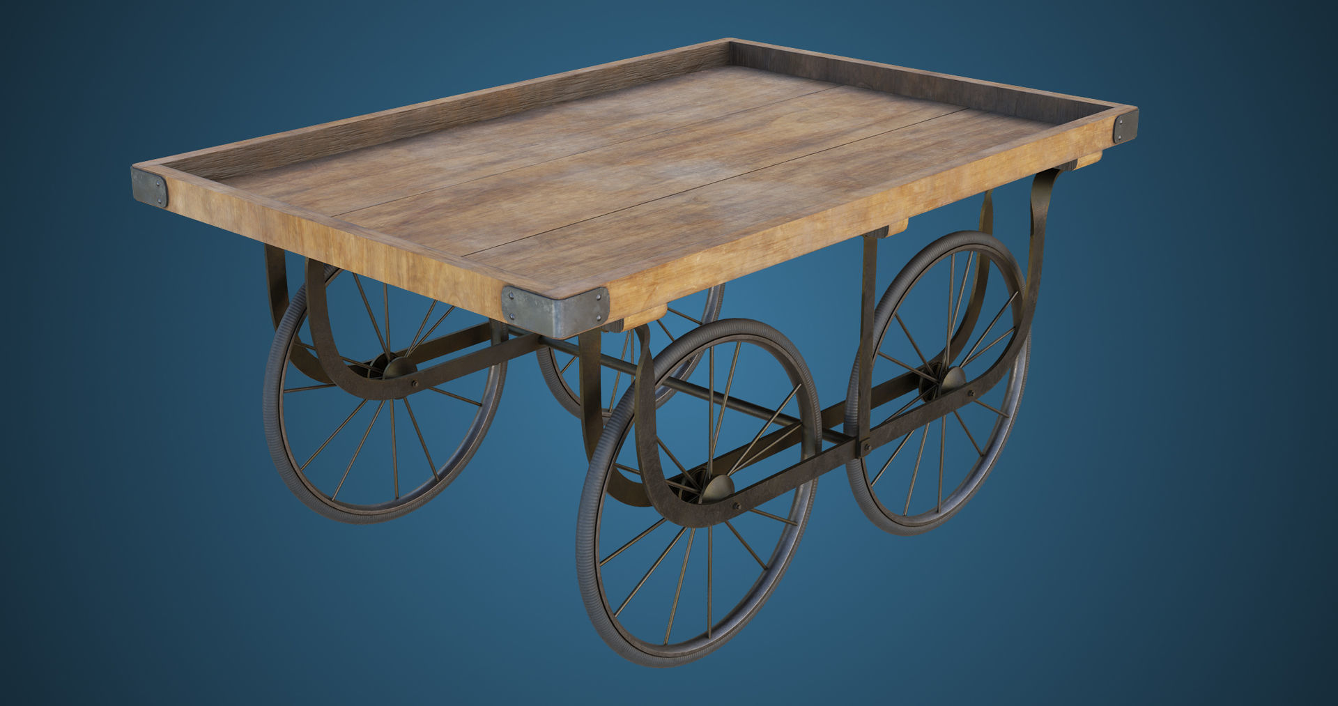 Wooden Cart05 All PBR Unity UE Textures Included Low-poly 3D model_3