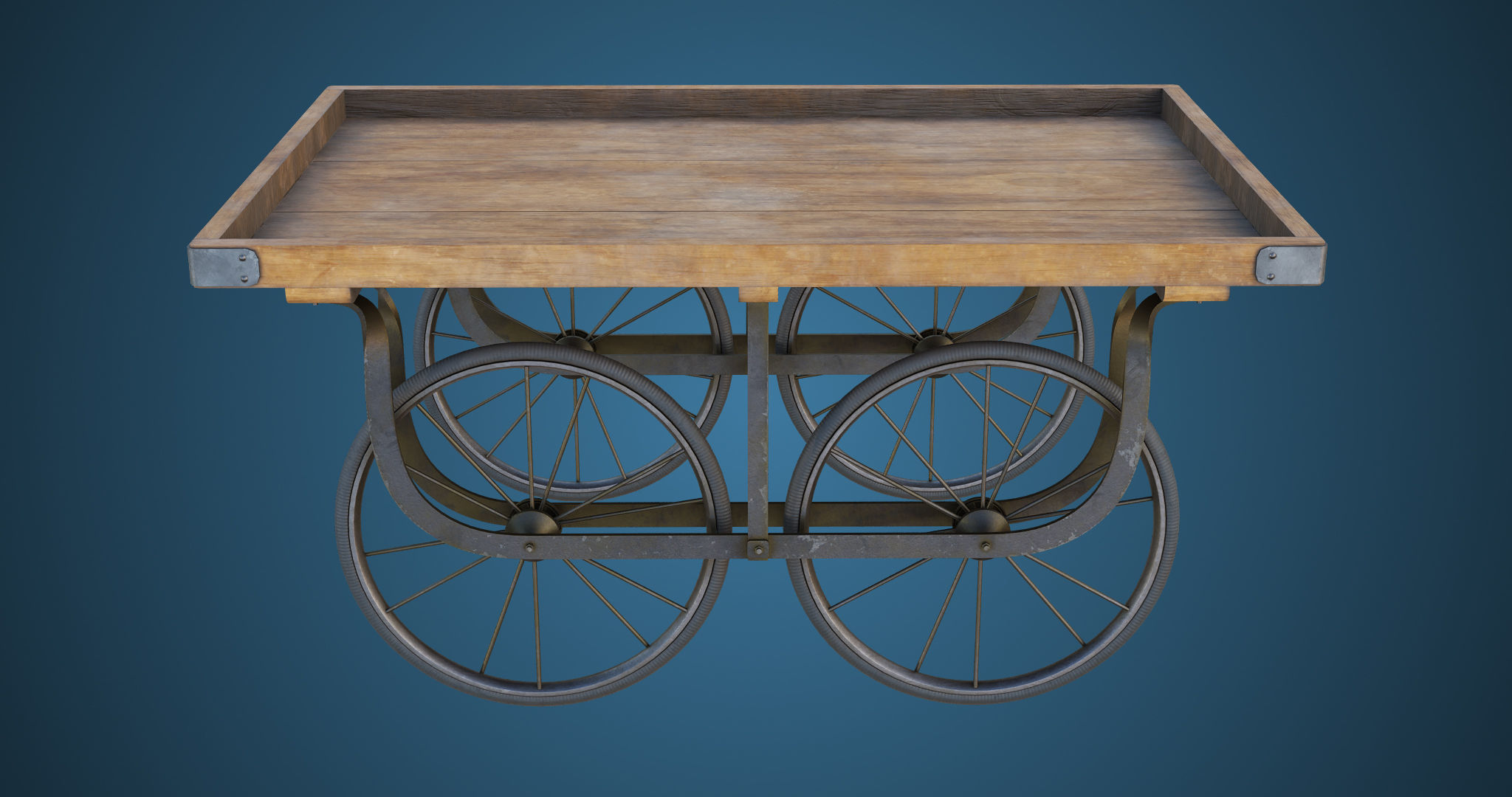 Wooden Cart05 All PBR Unity UE Textures Included Low-poly 3D model_2