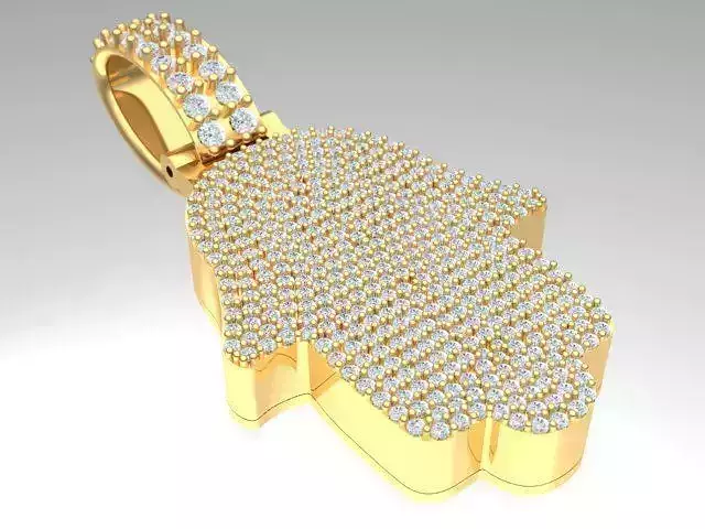 Hamsa Pendant Full Diamond Setting Gold