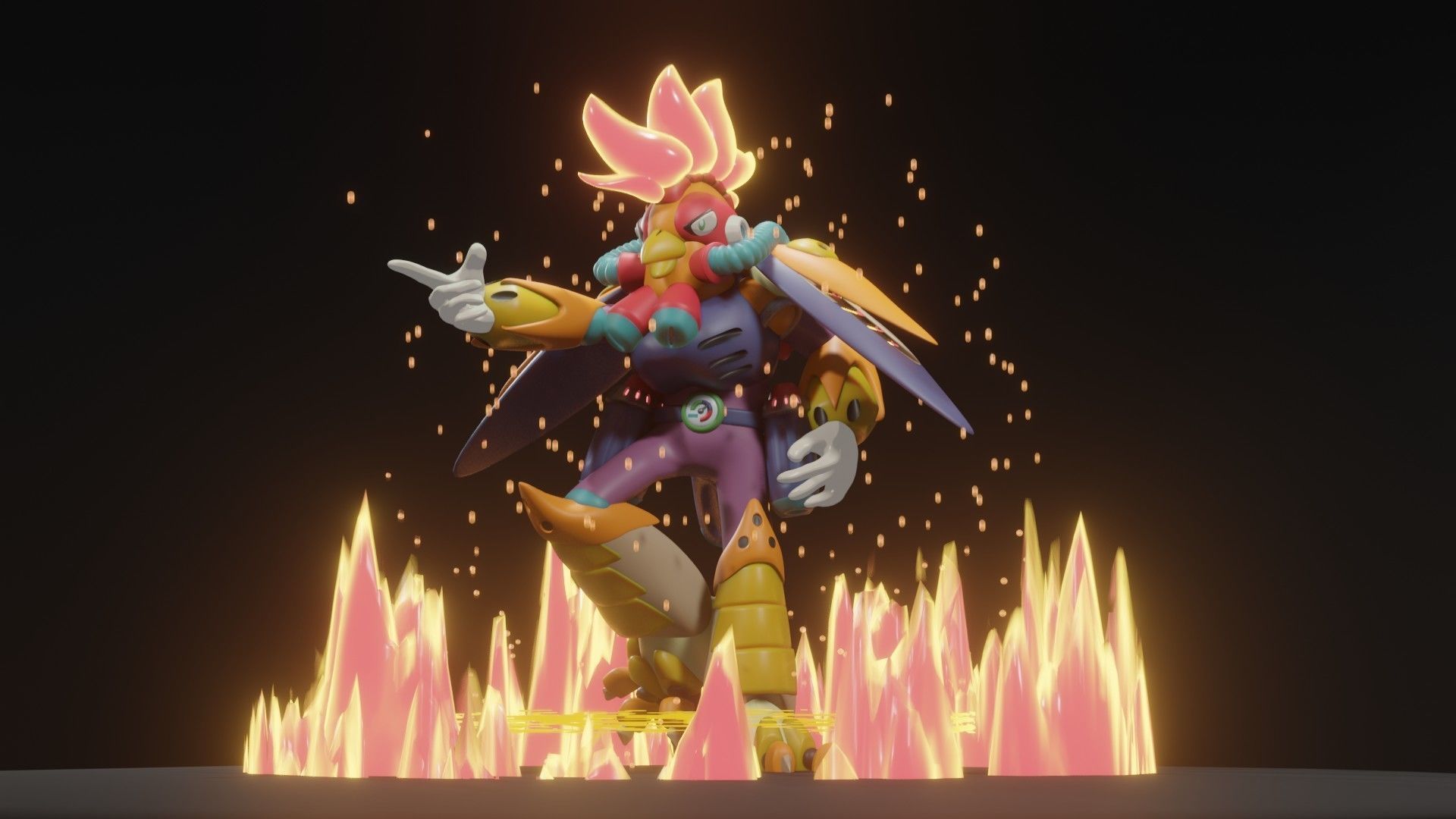 Burn Rooster 3D model_3