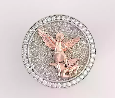 Saint michael signet men ring design