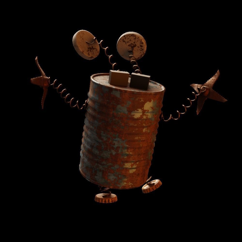 scrub robot  Low-poly 3D model_6