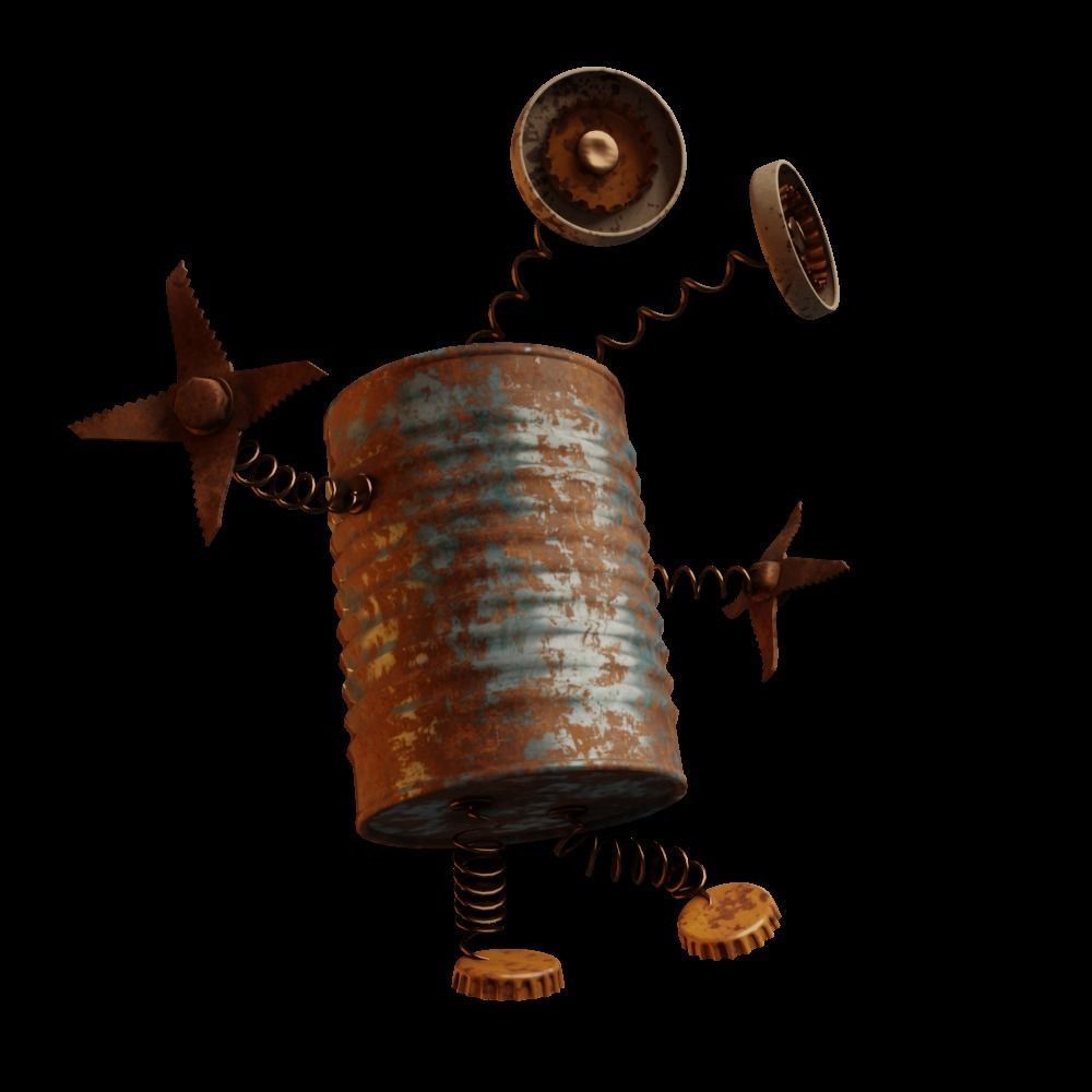 scrub robot  Low-poly 3D model_8