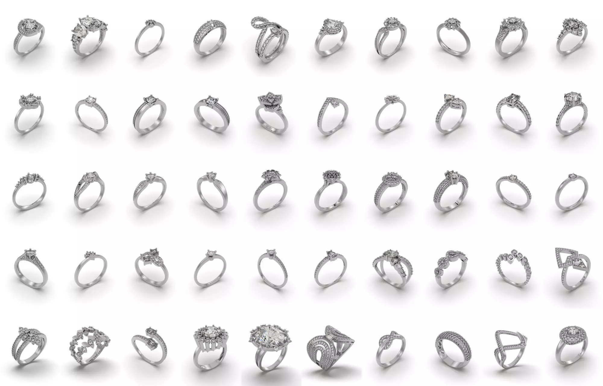 PACK OF 50 3D ENGAGEMENT RINGS 3D print model_0