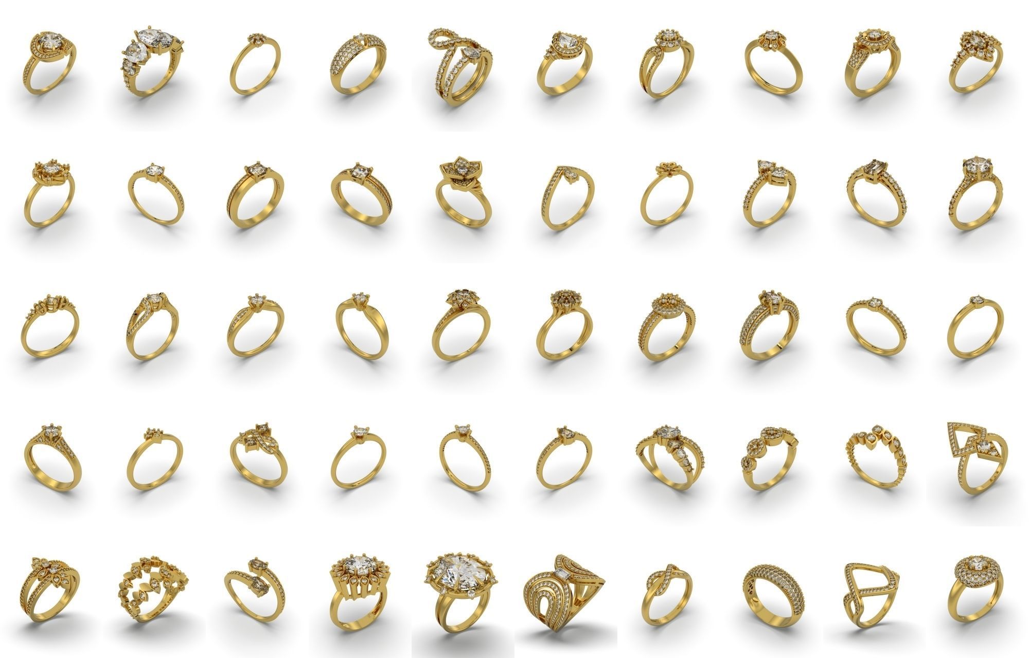 PACK OF 50 3D ENGAGEMENT RINGS 3D print model_1