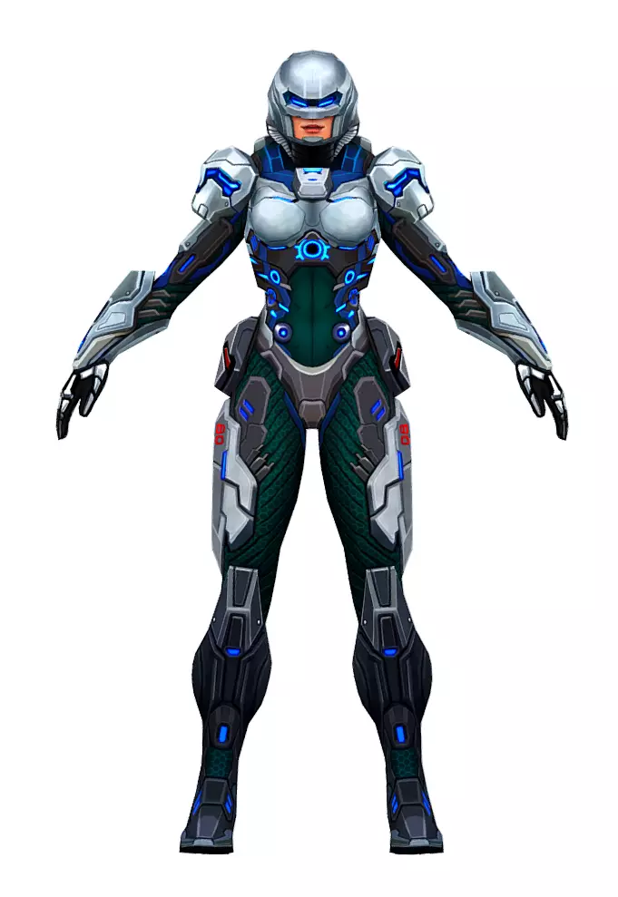 Low Poly Woman Cyborg Trooper Low-poly 3D model_0