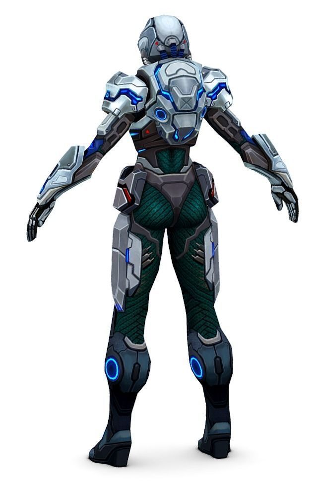 Low Poly Woman Cyborg Trooper Low-poly 3D model_2