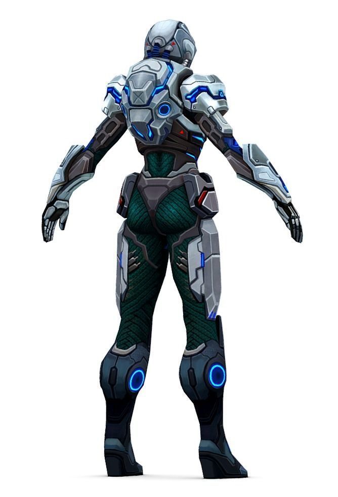 Low Poly Woman Cyborg Trooper Low-poly 3D model_3