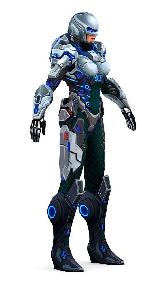 Low Poly Woman Cyborg Trooper Low-poly 3D model_1