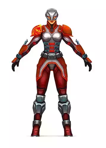 Low Poly  Cyborg Trooper Low-poly 3D model