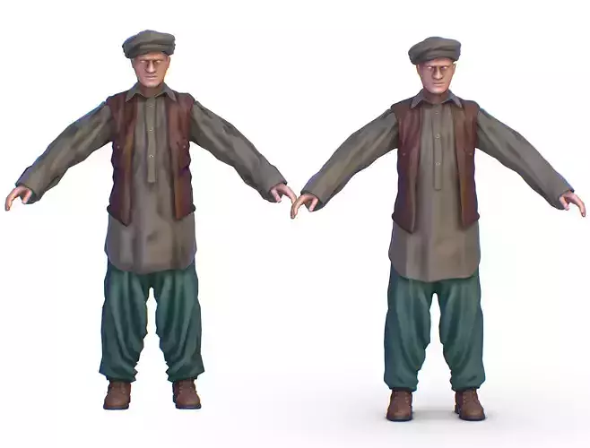 High Poly Subdivision Man Old Afghan Soldier