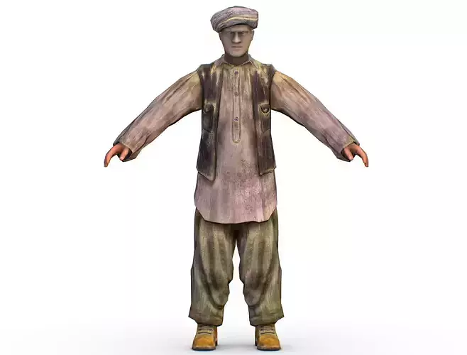 LowPoly Man Old Afghan Soldier