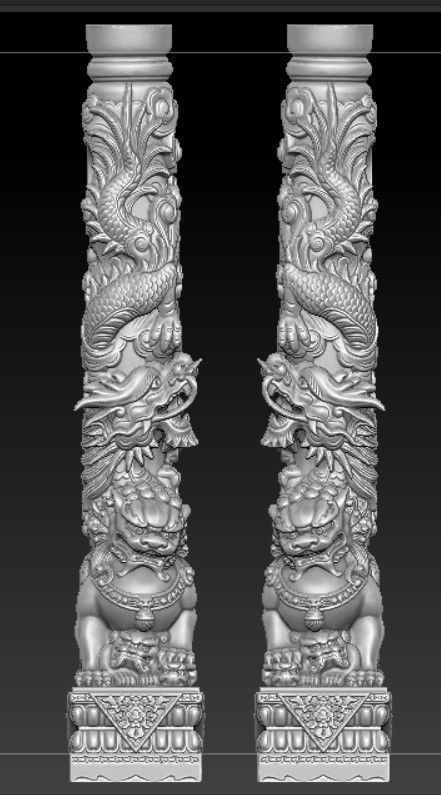 dragon column on unicorn 3D print model_1