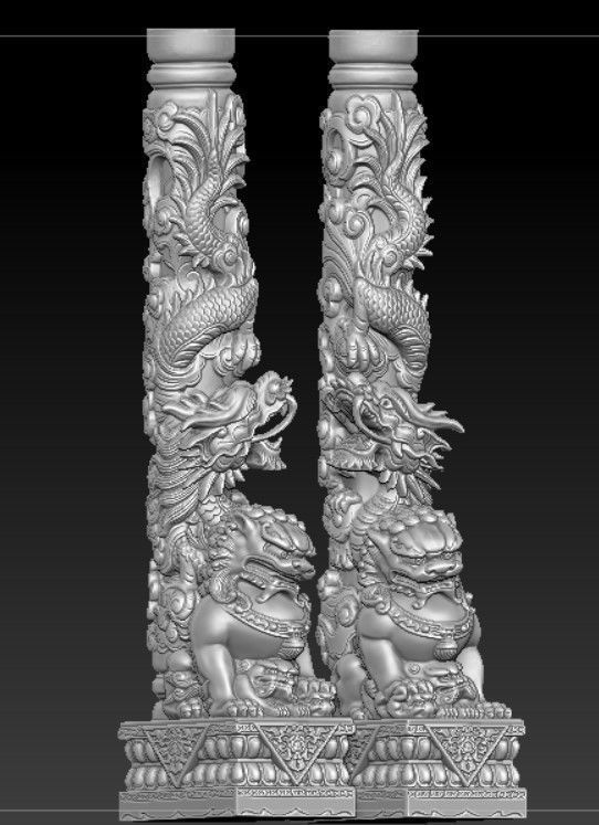 dragon column on unicorn 3D print model_2
