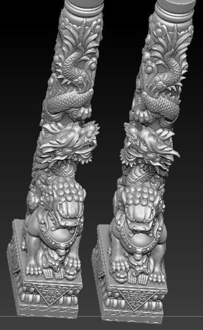 dragon column on unicorn 3D print model_3