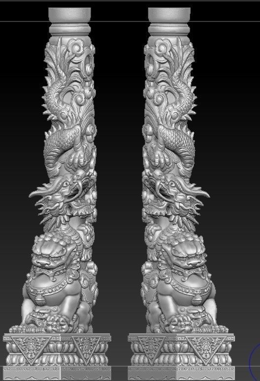 dragon column on unicorn 3D print model_5