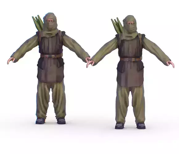 High Poly Subdivision Man Old Afghan Soldier