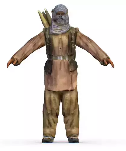 LowPoly Man Old Afghan Soldier