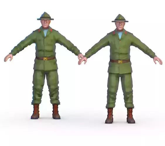 High Poly Subdivision Man Old USSR Soldier