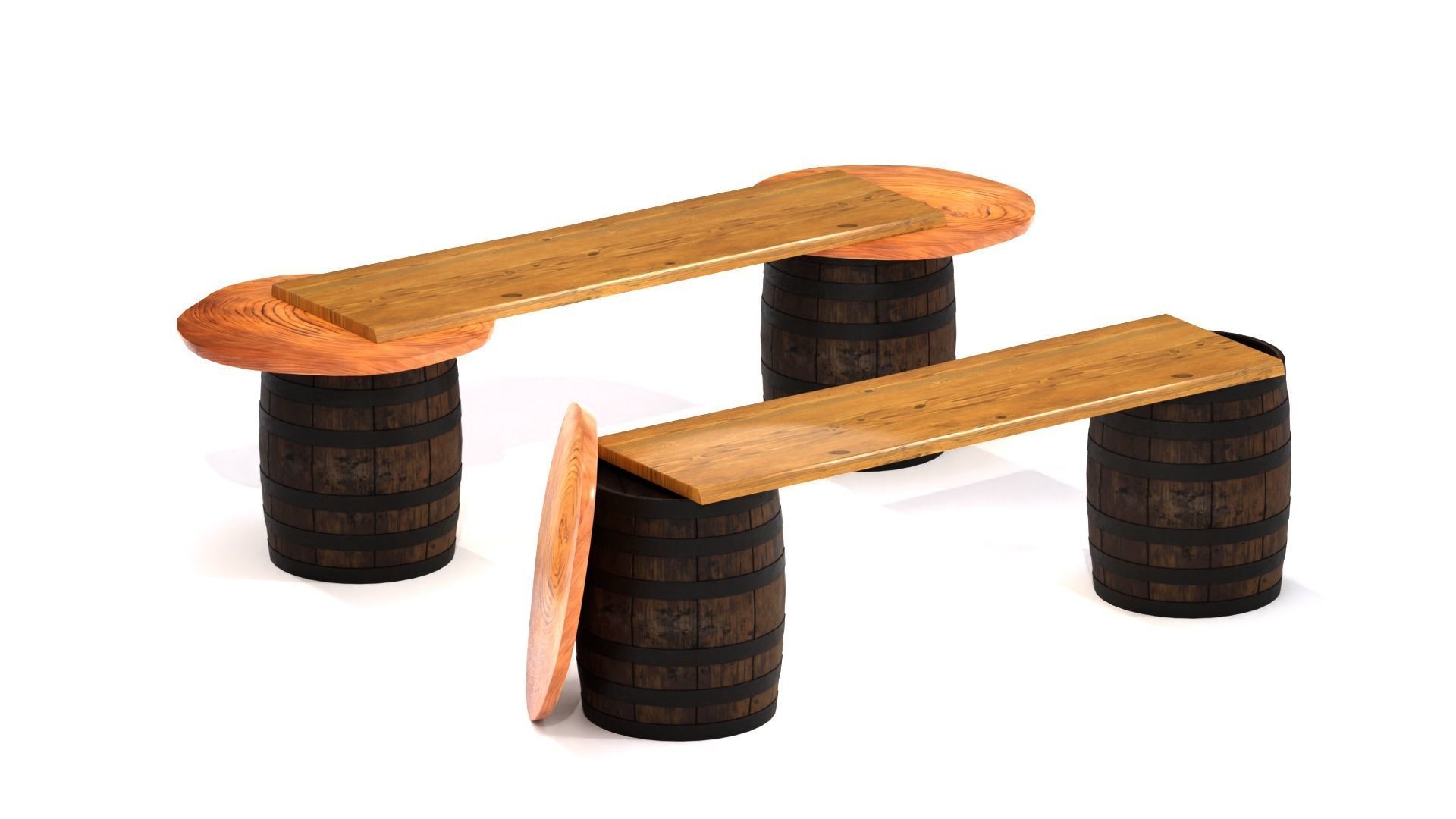 Furniture for bars Low-poly 3D model_5