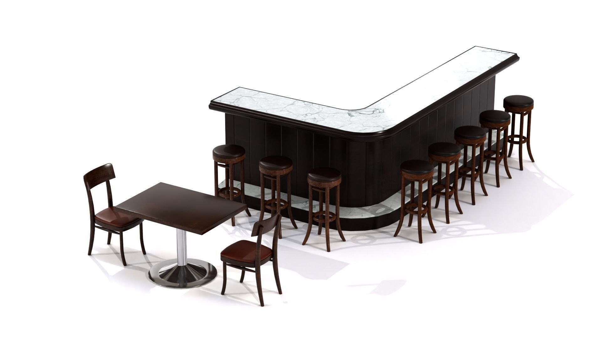 Furniture for bars Low-poly 3D model_2