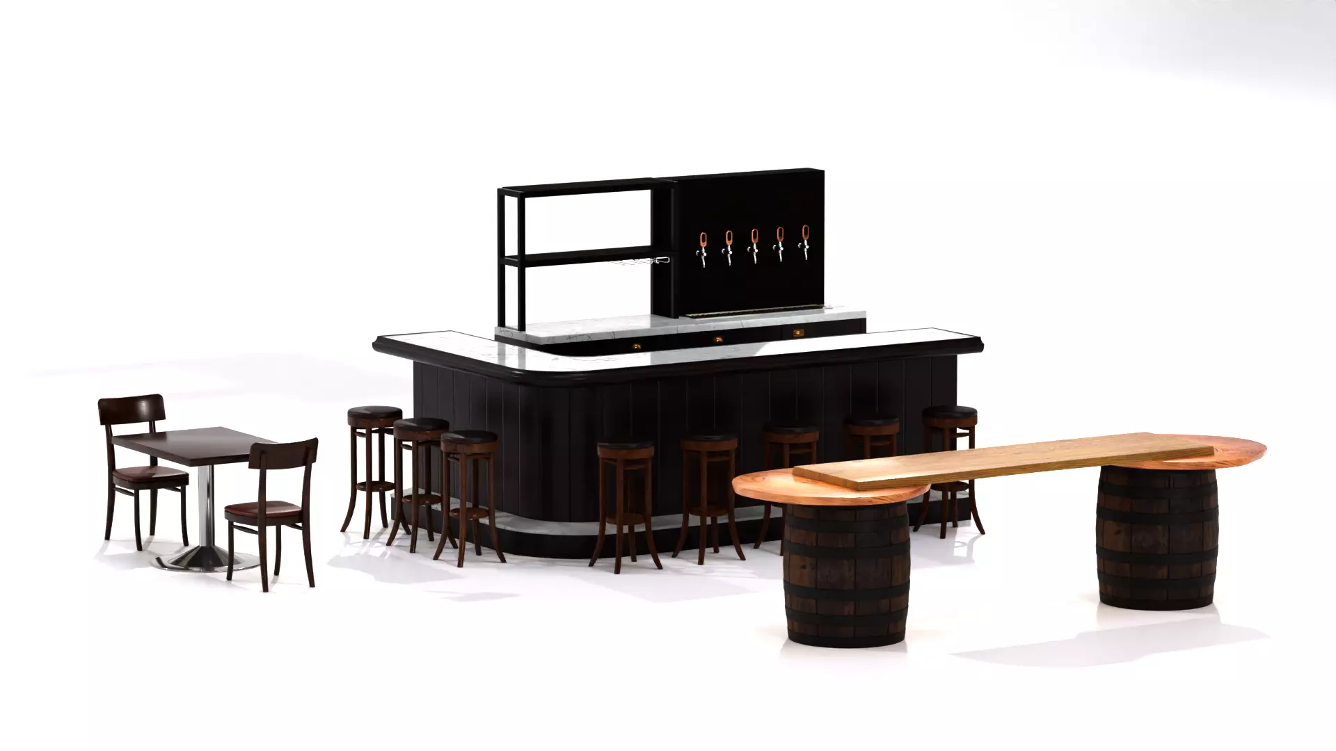 Furniture for bars Low-poly 3D model_0