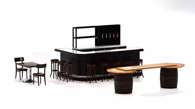 Furniture for bars Low-poly 3D model