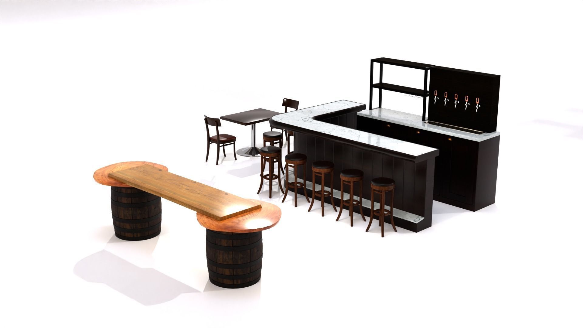 Furniture for bars Low-poly 3D model_1