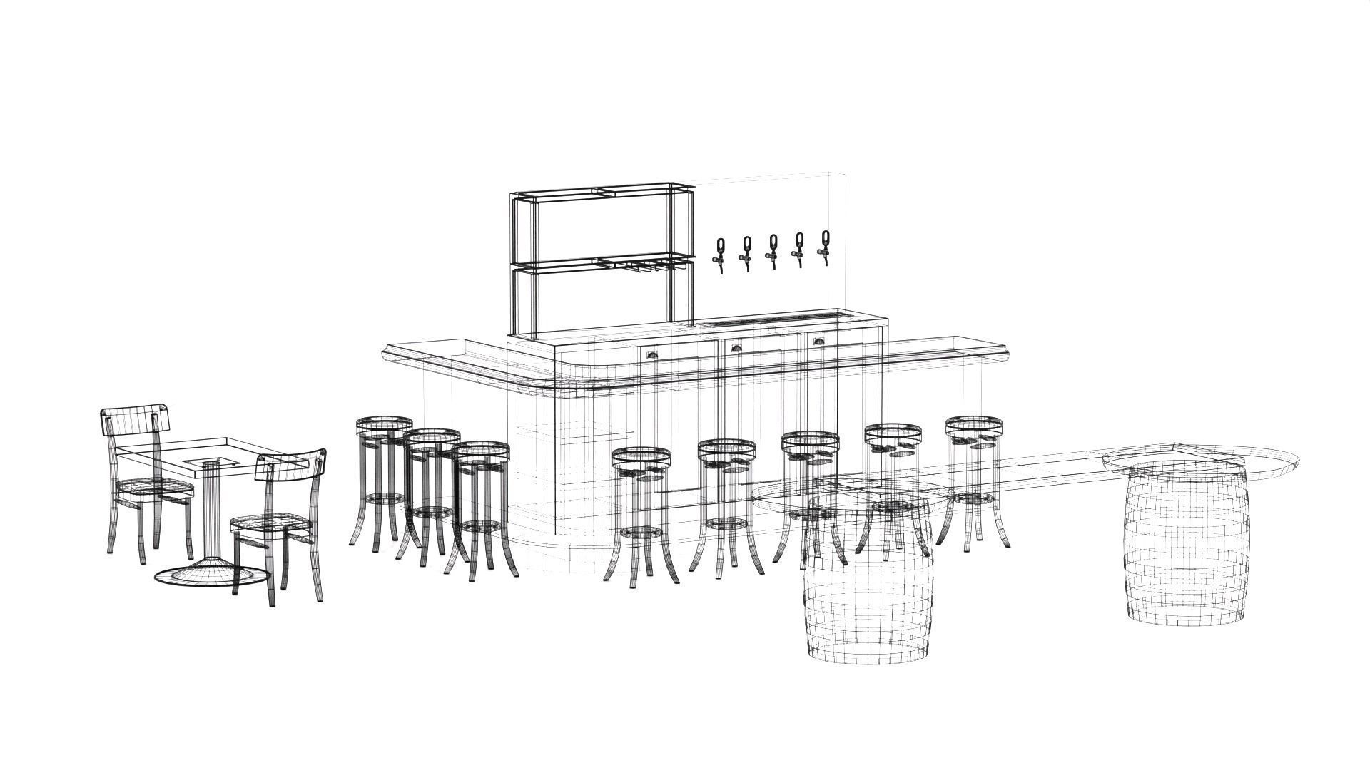 Furniture for bars Low-poly 3D model_10