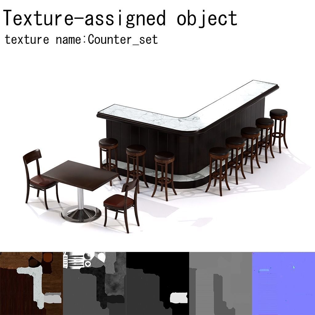 Furniture for bars Low-poly 3D model_12