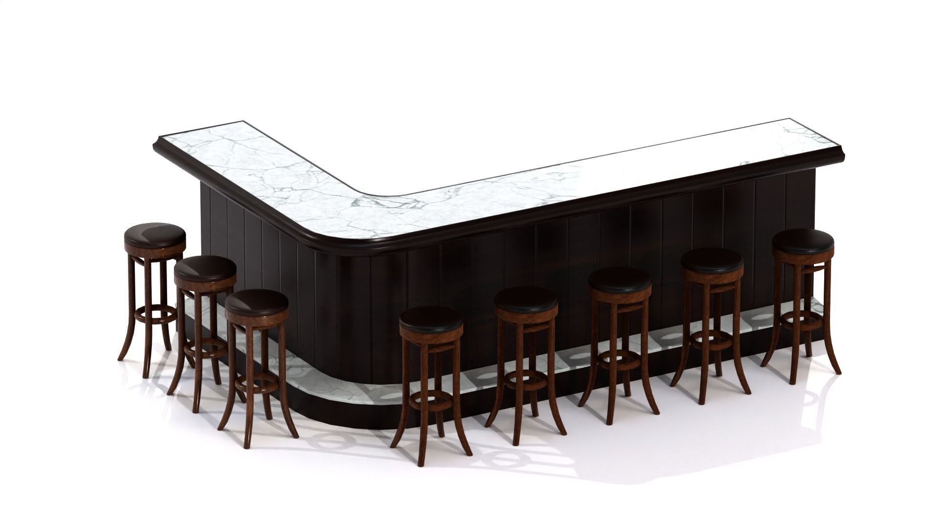Furniture for bars Low-poly 3D model_4