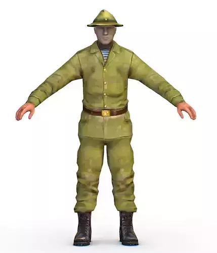 LowPoly Man Old USSR Soldier