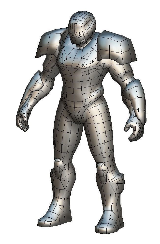 Low Poly Man Cyborg Trooper Soldier Low-poly 3D model_7