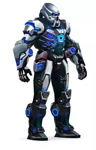 Low Poly Man Cyborg Trooper Soldier