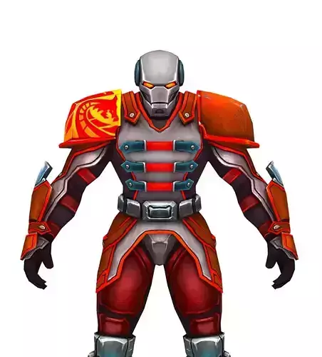 Low Poly Man Cyborg Trooper Soldier 3D Model