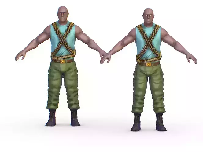 High Poly Subdivision Man Old USSR Soldier