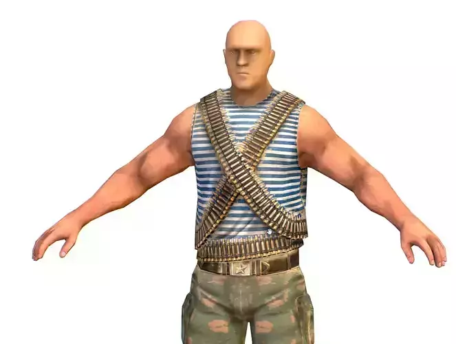 LowPoly Man Old USSR Soldier