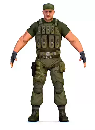 LowPoly Man Boss Slave Driver Chief Solder