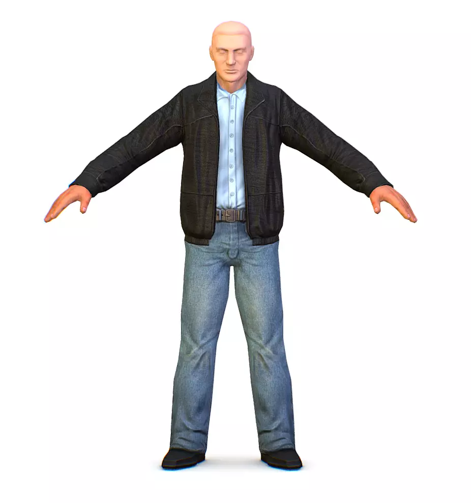 LowPoly Man Body Leather Jacket Low-poly 3D model