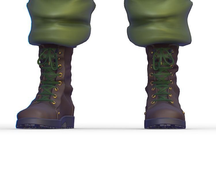 High Poly Subdivision Man Old USSR Soldier Low-poly 3D model_3