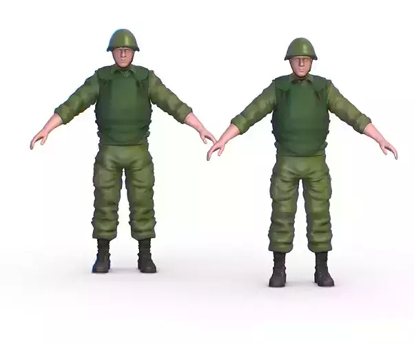 High Poly Subdivision Man Old USSR Soldier