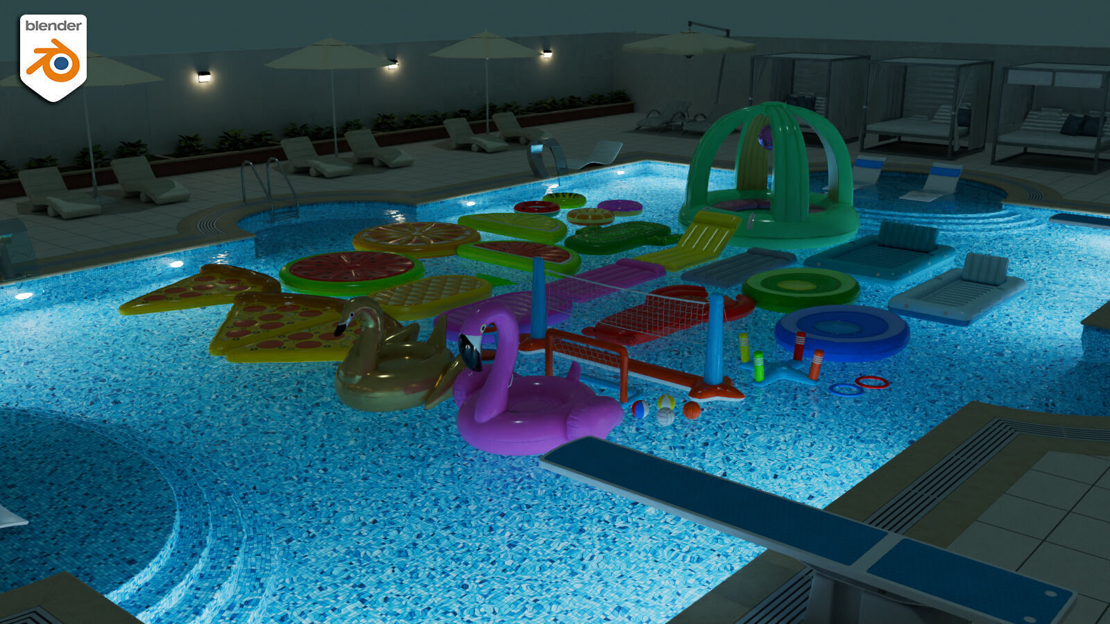Swimming Pool Low-poly 3D model_15